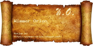Wimmer Orion névjegykártya